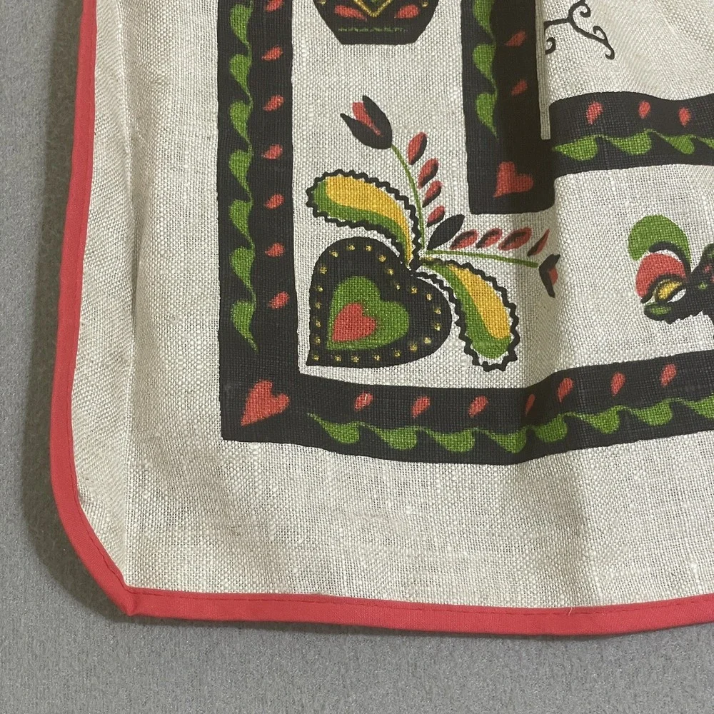 Vintage Apron Linen‎ Pennsylvania Dutch Folk Ceramics Kitchy Linen Cottagecore